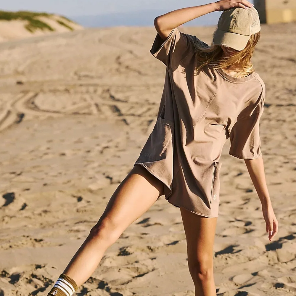 NWOT Free People Hot Shot Tee Romper in Mocha Latte Size Small - Picture 4 of 5